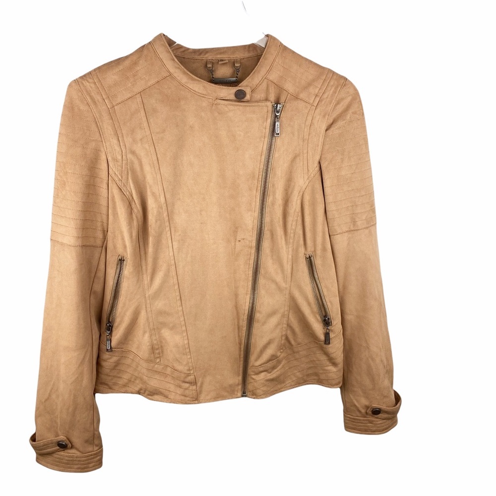 Odyn Faux Vegan Leather Zip Bomber Utility Jacket Small